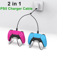 2 in 1 Type C Charger Cable for PS5 VR2 Game Box Controller with 80cm Length Charging Cable PS5 Controller Charger Cord