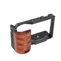 Camera Cage with Wooden Handle Top / Side Grip Quick Release Plate Cage Rig Kit for Sony ZVE10 ZV-E10