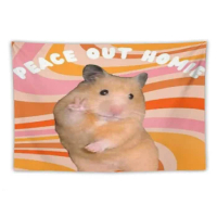 Hamster Peace Sign Homie Wall Tapestry for College Dorm Wall Hanging Home Decor for Bedroom Living Room Home Decorative