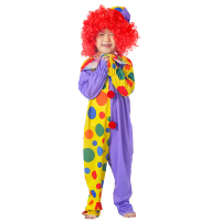 [Halloween New] Children's Clown Costume Cosplay Outfit Polka Dot Clown Costume Circus Stage Role Pl