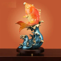Rich and Wealthy Copper Gold Arowana Ornaments Lucky Living Room Modern Light Luxury Decorative Moving into the House Artwork