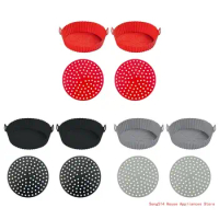 4Pcs Air Fryers Silicone Liners 8inch Air Fryers Silicone Pots Reusable Silicone Air Fryers Liners Baking Tray 95AC