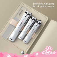 Manicure Set 4pcs with Pouch - Set Gunting Kuku Carbon Steel & Pengkilap Kuku Nano Glass dengan Pouc