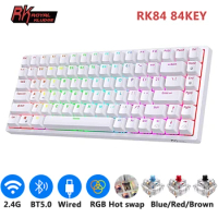 Royal Kludge RK84 Russian Tri-Mode Mechanical Keyboard Wireless RGB Backlight BT5.0/2.4G/Wired Hot-Swappable Gamer Keyboard