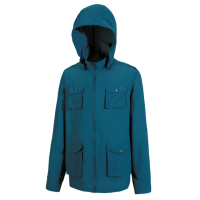 【Mountneer山林】男 抗UV休閒長版外套-藍綠色 21J07-84(防風外套/禦寒衣/休閒旅遊/防寒夾克)