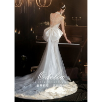 《蘇格拉底》婚紗新娘2024新款法式出門紗魚尾輕婚紗禮服