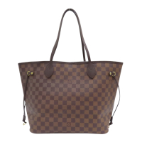 【二手名牌BRAND OFF】LOUIS VUITTON LV 路易威登 棕色 棋盤格 帆布 Neverfull MM 肩背包 托特包 N51105