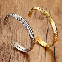 Luxury Lover's Cuff Bracelets Stainless Steel Wheat Bracelets Bangle Gold Spike Opening Bangle Jewelry for Men Women