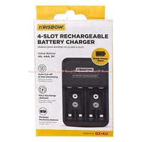 Krisbow Rechargeable Battery Charger Pengisi Daya Baterai Charge Alat Tempat Mencharge Cas Batrai 4 