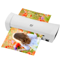 SL200 Laminator Machine Hot and Cold Laminating Machine Two Rollers A4 Size Laminator for Photo Picture Credit Card Home Office