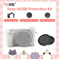 Soft Silicone Case With Camera Body Cap and Lens Rear Cap Rubber Body For Sony A6300 ILCE-6300 Sony A6400 Alpha 6400 ILCE-6400