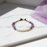 GLANS Averra Crystal Real Pearl Series Bracelet | Gelang Mutiara & Crystal Batu Alam Natural kristal