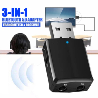 3 in 1 USB Bluetooth 5.0 Transmitter Receiver EDR Adapter Dongle 3.5mm AUX for TV PC Laptop Headphone Home Stereo Car HIFI Audio
