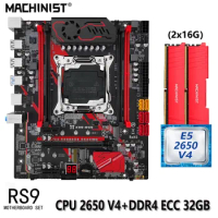 MACHINIST X99 Motherboard Set LGA 2011-3 Kit Xeon E5 2650 V4 CPU Processor 32GB(2*16G) DDR4 ECC RAM Memory Support SSD M.2 M-ATX