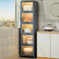 Kitchen Shelf Cabinet Floor Multi-Layer Gap Locker Refrigerator Narrow Gap Bowl Dish Plate Pot Storage Cabinet