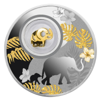 【臺灣金拓】白銀銀幣 2020 喀麥隆共和國幸運幣系列-大象鍍金精鑄銀幣