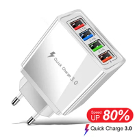 100pcs/High Quality Portable 4USB Mobile Phone Charger 5V3A Travel Charger EU US UK Wall USB Charger Adapter For iPhone Xiaomi