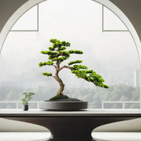 3ft（43in） Artificial Bonsai Tree Juniper Faux Plants Indoor Big Fake Plants Decor with Ceramic Pots for Home Table Office Desk