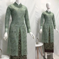 Set Kebaya Tunik Brokat Baju Kondangan Model Terbaru Kain Motif Mewah Panjang Seragam