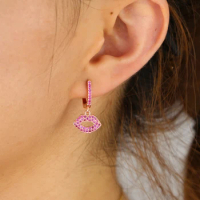 New Women Sexy Mouth Earrings AAA cubic zirconia CZ Inlaid Ear Jewelry dangle drop earring Brincos Fashion 2019
