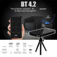 Mini Projector 4K HD Wireless DLP WIFI Bluetooth 4.2 Movie Projector with Tripod for Outdoor Travel Camping Office 4500 mAh