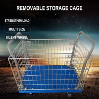Removable Storage Cage Supermarket Sorting Material Handling Turnover Flatbed Silent Wheel Trolley
