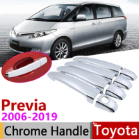for Toyota Previa Tarago Estima Aeras XR50 2006~2019 Chrome Door Handle Cover Car Accessories Stickers Trim Set 2009 2013 2018
