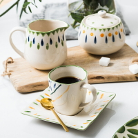億嘉創意手繪咖啡杯馬克杯歐式茶杯水杯子家用牛奶杯茶壺印第安納