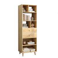 【E家工廠】書櫃 收納櫃 儲物櫃 書架 簡易書櫥 靠牆置物架(003-兩抽原木色)
