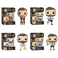 Pop Anime Figure Football Stars Black Gold Edition Lionel Messi 10# Action Figures Collection Statue Model Doll Christmas Gift