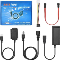 SATA to USB 2 SATA IDE Adapter Cable PATA IDE to USB Converter for 2.5 3.5 Inch SSD HDD with AC Adapter Support Windows MAC OS