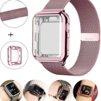 Case+Milanese Loop Strap for Apple Watch Band 44mm 40mm 45mm 41mm 38mm 42mm 45 44 mm Metal bracelet iwatch series 3 5 se 6 7 8 9