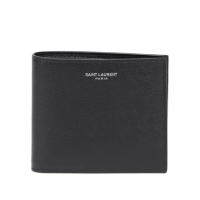 【YSL】SAINT LAURENT Paris East West Bifold 粒面壓紋皮革 卡夾 皮夾 零錢包 短夾 黑色 396303