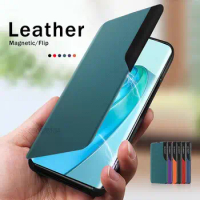 Smart Side View Leather Flip Phone Cover For Samsung Galaxy A14 A34 A54 5G Case Samung A 54 34 14 2023 Magnetic Book Stand Coque