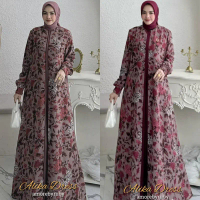 ALIKA DRESS AMORE BY RUBY GAMIS MOTIF BUNGA LENGAN MANSET BAHAN CERUTI MIX CREPE PESTA MEWAH BUSUI F