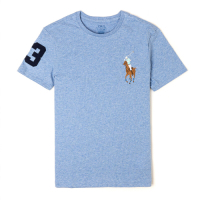 Polo Ralph Lauren 年度熱銷刺繡彩大馬圓領素面短袖T恤-藍色