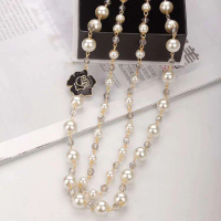 Korean fashion long necklace femininity exaggerated versatile pearl multi-layer pendant spring and s