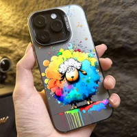 Oil Painting Cartoon Sheep For iPhone 15 14 13 12 11 Pro Max XS X XR 7 8 Plus SE2 Anti-drop Shockproof Phone Case Cover