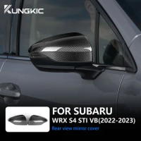 Real Dry Carbon Fiber Car Side Rear View Mirror Sticker For Subaru WRX S4 STI VB 2022 2023 2024 Cap Shell Cover Trim Accessories
