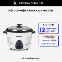 Nồi cơm điện Nagakawa NRC3835 - 2.2L 900W, lòng nồi phủ hợp kim chống dính - bảo hành 12 tháng toàn 