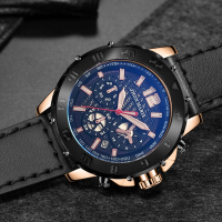 Jam Tangan Pria Jhon Marie 9507 Chrono Kulit Premium Original Blue Safier Bergaransi 12 Bulan