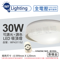 舞光 LED 30W 可調光可調色 全電壓 遙控器/可壁切 香檳金 銀河吸頂燈 適用2.5坪_WF431152