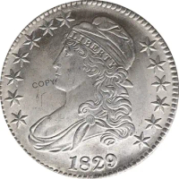 1829 United States 50 Cents ½ Dollar Liberty Eagle Capped Bust Half Dollar Cupronickel Plated Silver White Copy Coin