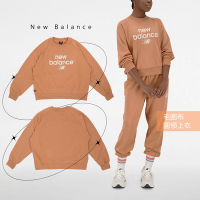 New Balance 長袖上衣 Essentials Sweatshirts 女款 暖橘色 棕橘 寬鬆 短版 休閒 大學T AWT31508SEI