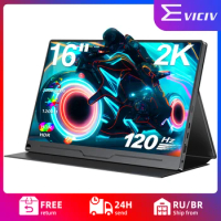 EVICIV 2K 16'' 120Hz Portable Monitor 2560*1600 QHD Computer Gaming Display USB C HDMI External LCD Screen for Xbox PS4 Switch