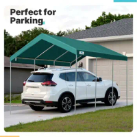 Adjustable 10x20 ft Heavy Duty Carport Car Canopy Garage Boat Shelter Party Tent,Adjustable Peak Height from 9.5ft to 11ft,Green