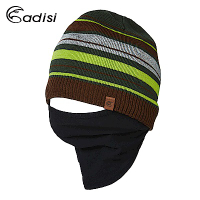 ADISI Primaloft針織條紋遠紅外線面罩雙層保暖帽 AS18094 / 草綠