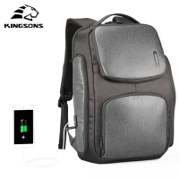 (Drop Shipping) Kingsons Upgraded Solar Backpack For Men Fast USB Charging Knapsack 15.6 inches Laptop Backpack Bag Male