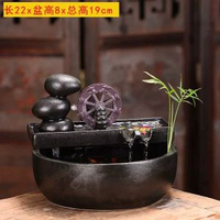 陶瓷風水輪流水擺件辦公室店鋪招財桌面小型水車迴圈水魚缸裝飾品