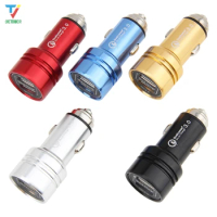 3.1A Dual USB Car Charger Universal Mobile Phone Aluminum Car-Charger for Xiaomi Samsung IPhone 11 Pro Max Chargers 500pcs/lot